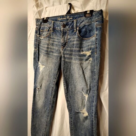 American Eagle Outfitters Distressed Stretch Skinny Jeans Denim Pants Sz 10 - Picture 4 of 16
